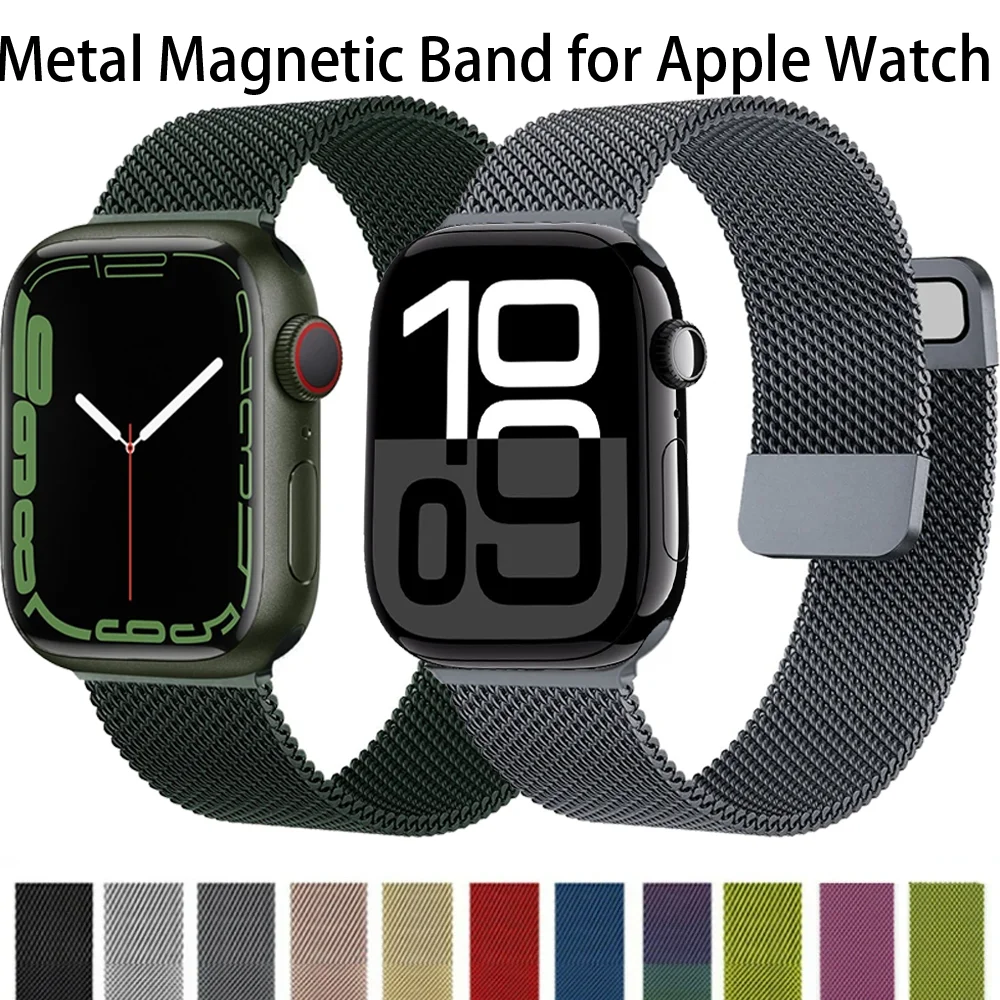 Metall-Magnetschlaufenband für Apple Watch UItra 9 8 7 45 mm 41 mm 6 5 4 44 mm 40 mm Milanaise-Doppelabschnittsarmband iWatch 10 42 mm 46 mm Image