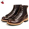 Herren Vintage Motorradstiefel Rindsleder High Top Motorradstiefel Motocross Reitstiefel Wanderschuhe Dicke Sohlen 38-44