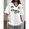 American Street Sommer Weiß Nr. 23 Jersey-T-Shirt mit Buchstabendruck, V-Ausschnitt, schnell trocknend, kurzärmelig, lockere Kleidung im Hip-Hop-Stil