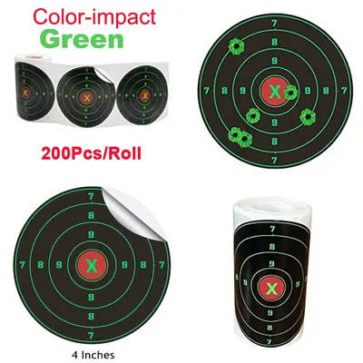 4 Inch x 200 pcs/roll splatter & reactive shooting target stickers. Shooting Targets for Gun, Rifle, Pistol, AirSoft BB Gun, Etc