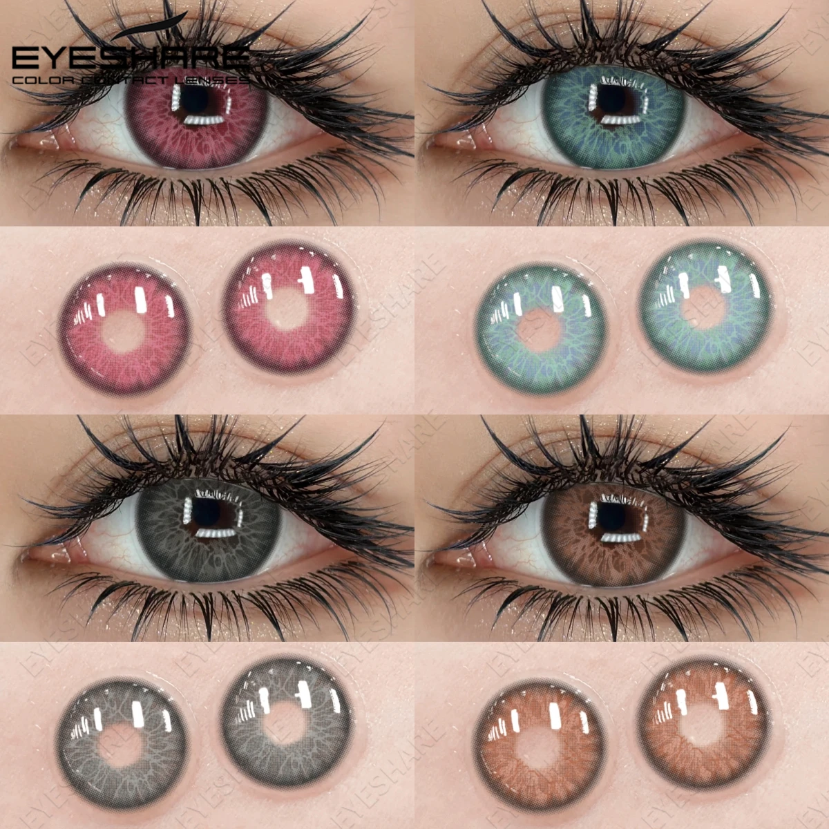 EYESHARE Hochwertige neue farbige Kontaktlinsen, modische graubraune Farblinse, blaue Augenlinsen, grüne Augen, Kontakte, 6 Monate Image