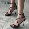Hlieny Sommer Neue Street Style Karree Knöchel Schnalle Frauen Sandalen Sexy Dünne High Heels Bankett Prom Schuhe Größe 34-40