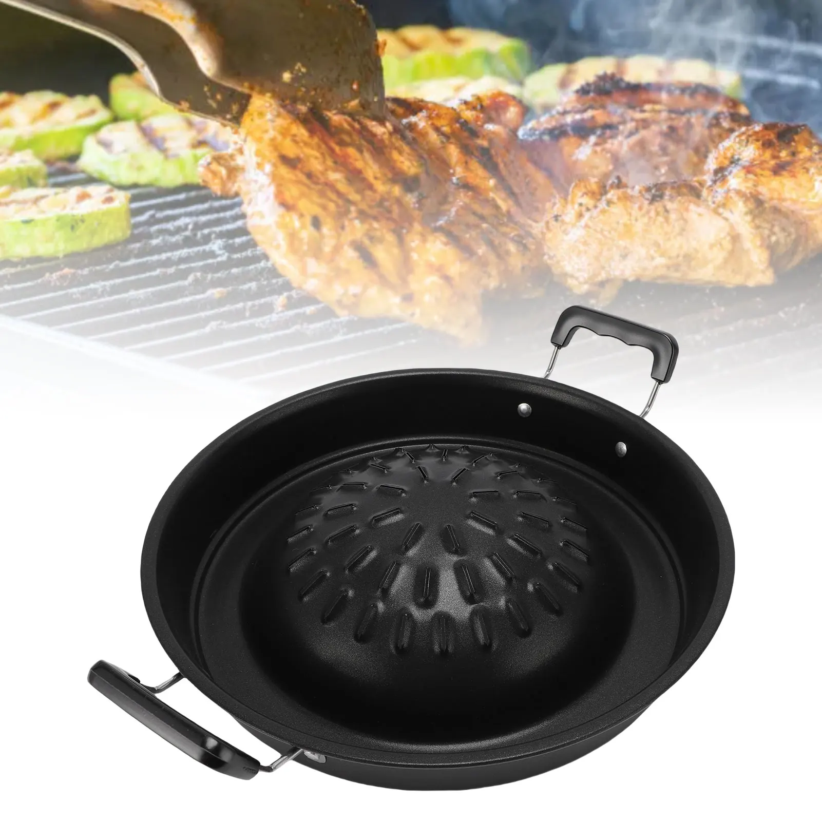 Thai BBQ Grillpfanne, 2-in-1, antihaftbeschichtet, gleichmäßige Heizung, Aluminium, Hot Pot Grill, Holzkohlepfanne für drinnen und draußen, Thai-Grillpfanne Image