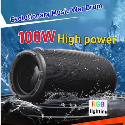 Portable Waterproof 100W High Power Bluetooth Speaker RGB Colorful Light Wireless Subwoofer 360 Stereo Surround TWS FM Boom Box