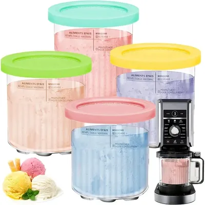 1-Pack Replacement Pints & Lids for Ninja Creami Deluxe NC501/NC500 Series - 24oz BPA-Free Ice Cream Containers, Dishwasher Safe