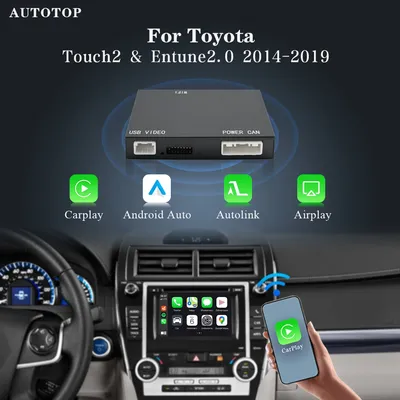 AUTOTOP Wireless Carplay Android Auto Decoder For Toyota Tundra 4Runner RAV4 Tacoma Camry Corolla Avalon with Touch2& Entune 2.0
