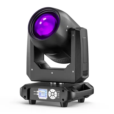 Fieryzeal 200W Moving Head DJ Light 18-Facet Prism Stage Light DMX512 14Colors 14Gobos Beam Spotlight for DJ Party Show Bar Club