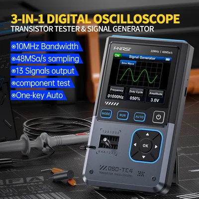 FNIRSI DSO-TC4 Digital Oscilloscope 3-in-1 tool Sampling Rate 10MHz 48Ms/s Analog Transistor Test Multimeter measurement tool