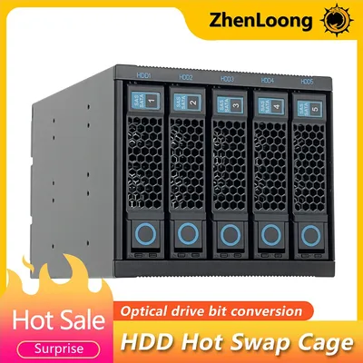 ZhenLoong Optical Drive Hot Swappable Hard Disk Module Chassis Storage Expansion 5.25" to 3.5" HDD Hot-swap Cage Adapter