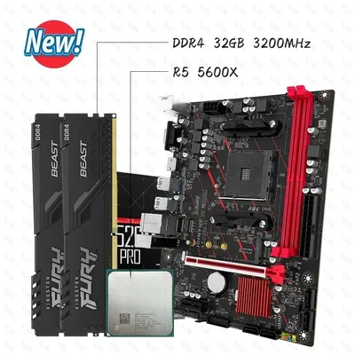 JGINYUE A520 Motherbaord Kit Ryzen 5 5600X DDR4 32GB 3200MHz Suopprt M.2 NVME Dual Channel Gaming Set