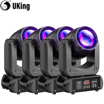 U’King 4Pcs 150W Beam Moving Head Lights 18Prism 8Gobo Stage Lights DMX512 DJ Lights For Wedding Church Party KTV Disco Dj Bar