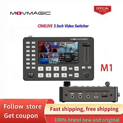 MOVGAMIC CINELIVE M1 5 Inch 4 Channel Video Switcher Full HD Screen Live Switcher Push Streaming/Recording Live Streaming