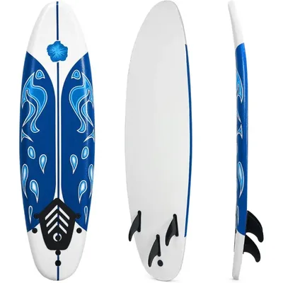 GYMAX Surfboard, 6FT Stand Up Paddle Board with Removable Fins & Safety Leash, Lightweight Non-Slip Paddle Board for Teenagers