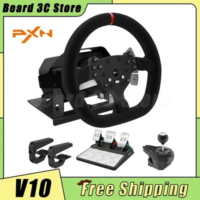 Pxn V10 Steering Wheel Gaming Controller Wired Force 900 Rotation Game Steering Wheel Original For Ps3/Ps4/Switch/Xbox Custom