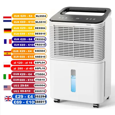 Dehumidifier 16 L/day, Ultra-quiet Electric Intelligent Central Control, Auto Mode, Moisture Display, 24h Timer Home Appliances