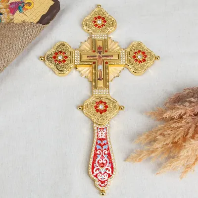 Orthodox Religious Icon of Jesus Christ Standing Church Crucifix Decoration Diamond Cross Крест напрестольный "Пасхальный"