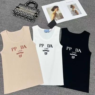 European American Temperament Letter New Suspender Knitted Slim Fit Versatile Vest Summer Day Base Sleeveless Outerwear Top