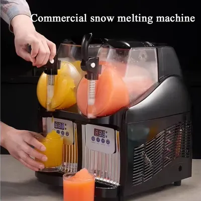 Double Tank 4L Commercial Slush Maker Cold Drink Slushie Machine Frozen Ice Slushy Snow Slusher Melting Granita Chiller Machine