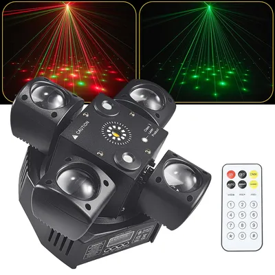 Colorful 48W Mini Disco Lights 4 Arm Moving Head DJ Light DMX512 LED Beam Strobe Effect RGBW Party Nightclub Bar Stage Light