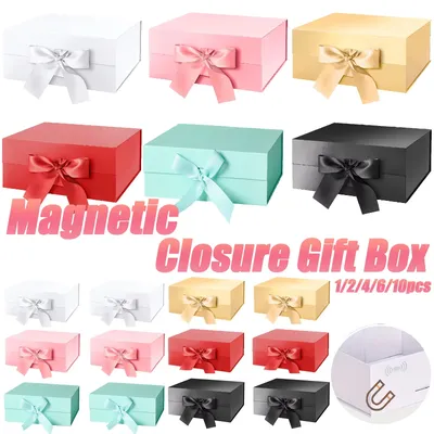 10-1Pcs Magnetic Closure Gift Box with Ribbon Collapsible Gift Box with Lid Wedding Gift Box for Gift Wrap/Bridesmaid Proposal