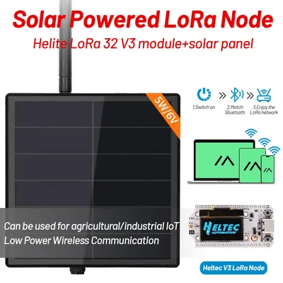D5L Solar Power Node With Heltec LoRa32 V3 Board 5W Solar Panel Powered low power SX1262 Meshtastic Solar Node Built in Battery