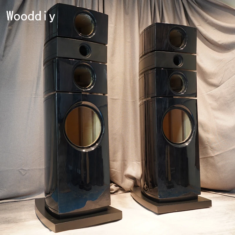 Wooddiy 12 Inch One Pair Gloss Piano Painting Speaker Empty Hifi Cabinet Radian Four Way Acoustic Design Floor Enclosure JL12
