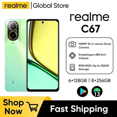 Original realme C67 8+256GB 108MP AI Camera Snapdragon 685 6,72'' 90Hz Display 5000mAh Battery 33W SUPERVOOC Charge