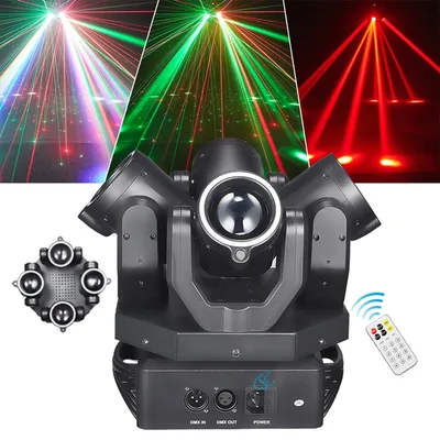 150W Led Four-Head Beam Moving Head Light DMX Controller Rotating Stage Party Laser Effect Lamp Remote Control for DJ Disco Bar