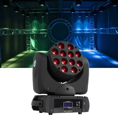 SHEHDS LED Beam 12x12W RGBW Moving Head Light for Disco Parties Show DJ Strobe Professional Stage Bar Party Karaoke