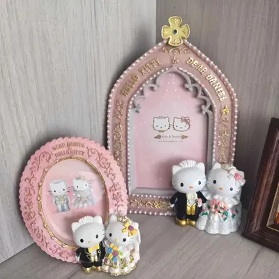 Original Lover Retro Cross Wedding Photo Frame Hello Kitty Wedding Lover Kitty Cross Resin Photo Frame Crafts Wedding Gifts