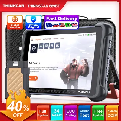 THINKSCAN 689BT Auto OBD2 Scanner CANFD DOIP Full System BI-Directional 34 Reset IMMO Lifetime Free Update Car Diagnostic Tool