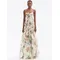 Vintage print sexy drop shoulder pleated halter dress 2025 summer women