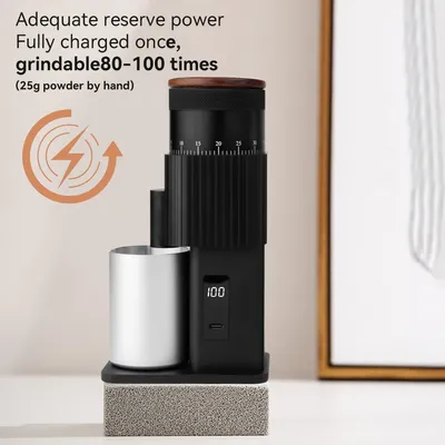 CF WISDOM Coffee Grinder Portable Electric 25g Bean Capacity 402 Stainless Steel Six-Star Burr Adjustable Pour Over Mocha Drip