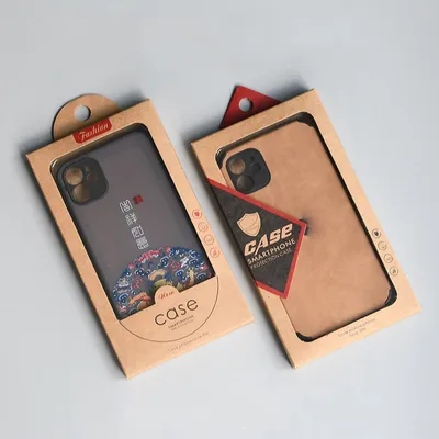 100pcs Universal Phone Case Packaging Box Kraft Paper Box Package, Brown Cardboard Box With Hollow Window Gift Boxes With Tray