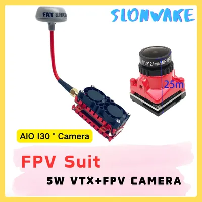 Fpv 5W VTX adjustable transmitter Upgrade Fat Shark antenna +5.8g 1500TVL camera, analog signal , long-distance UAV SLONWAKE