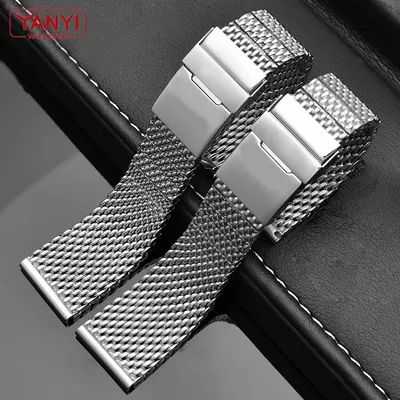 High quality 316L stainless steel watchband solid metal band for breitling AB2010 Watch strap mens luxury 22 24mm mesh bracelet