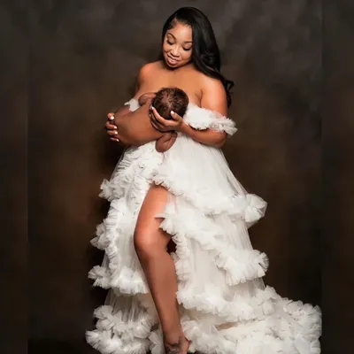 Women's Tulle Robe for Maternity Photoshoot Baby Shower Dresses Платье Для Беременных فساتين حوامل Vestidos Para Embarazadas
