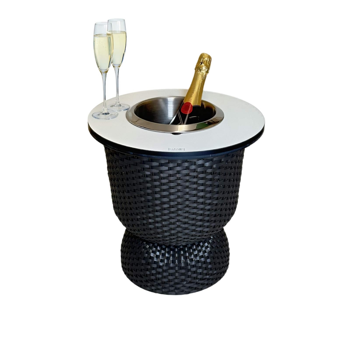 COOTAB Cooler Table PARIS 3-in-1 Loungetisch mit Edelstahl-Kühler - Schwarz/Champagner Image