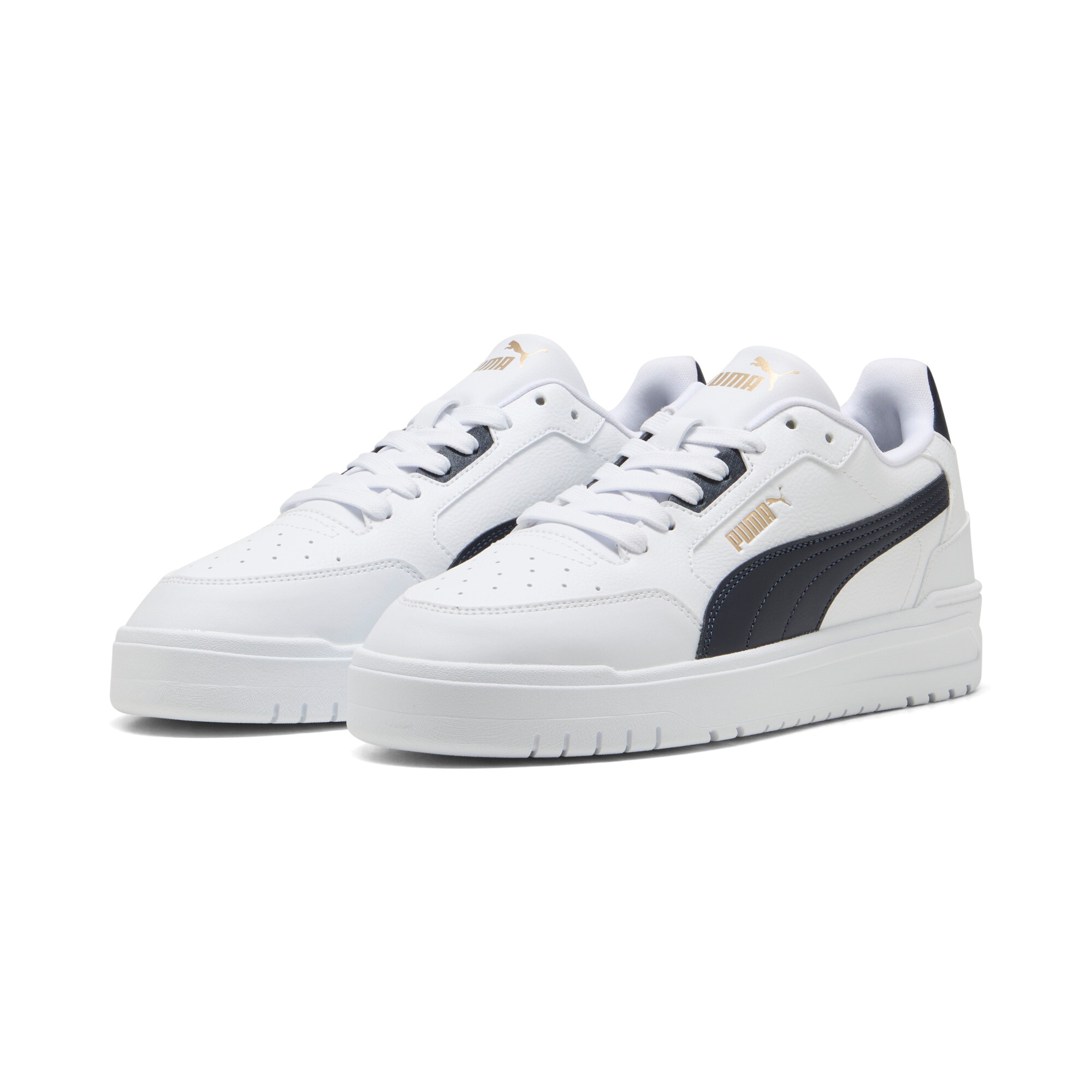 Sneaker PUMA "SHUFFLE DOWNTOWN", Damen, Gr. 41, weiß (puma weiß, new navy, puma gold), Synthetik, Schuhe Sneaker