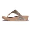 Zehentrenner FITFLOP "LULU MULTI-TONAL GLITTER TOE", Damen, Gr. 36, braun (hellbraun), Synthetik, Glitzer, modisch, Schuhe, Badeschuh, Slides, Sandale mit Glitter