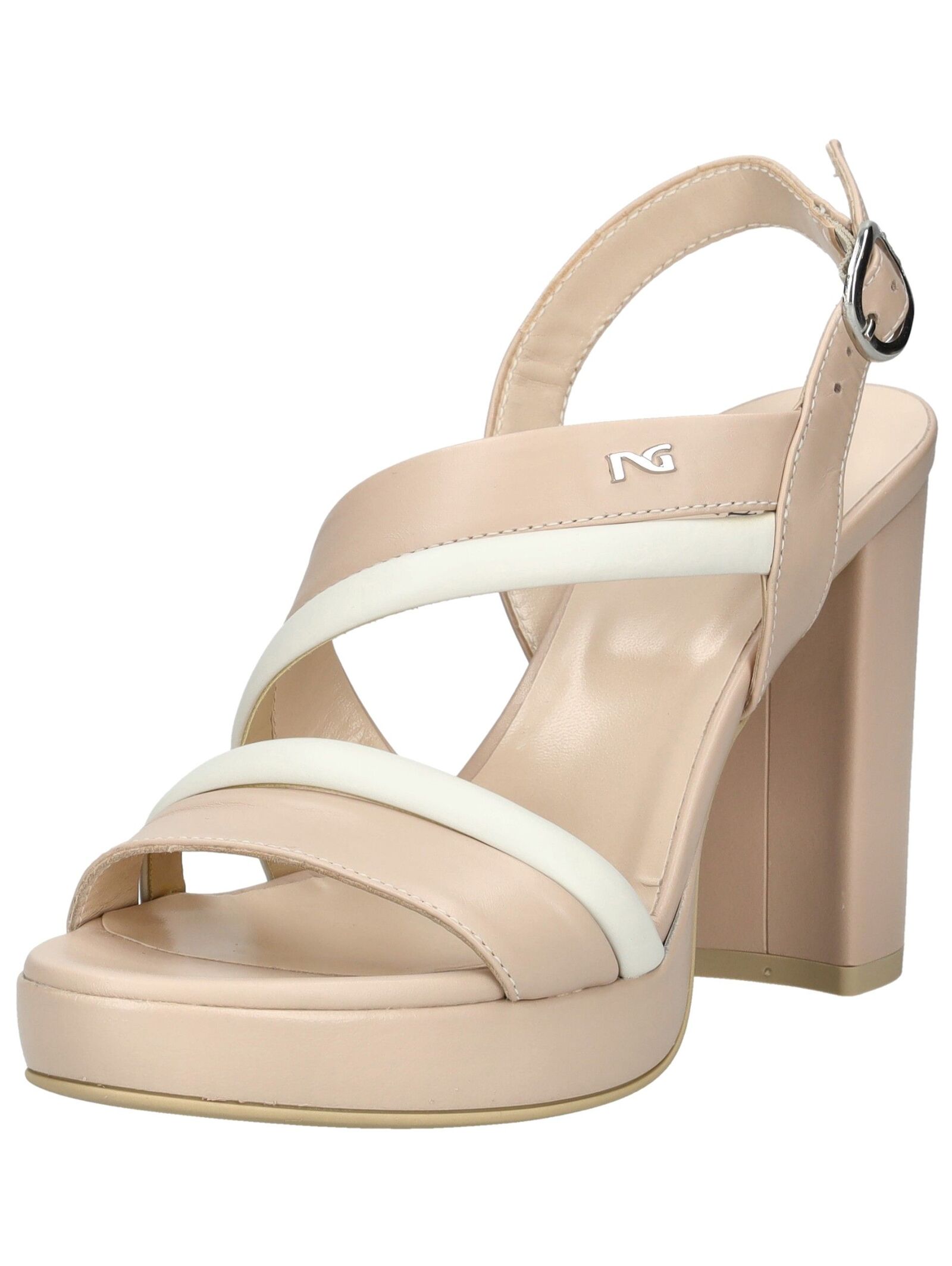 High-Heel-Sandalette NERO GIARDINI "Nero Giardini Sandalen Leder", Damen, Gr. 36, beige, Leder, Schuhe