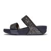 Pantolette FITFLOP "LULU MULTI-TONAL GLITTER", Damen, Gr. 37, midnight navy glitter, Synthetik, Glitzer, modisch, Schuhe, Badeschuh, Slides, Sandale mit Glitter