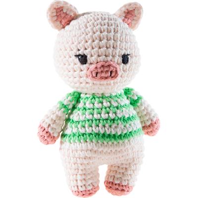 Kuscheltier HEUNEC "Crochi, Häkel-Freund Schwein", creme, rosa, grün, Plüschfiguren, KinderH:15cm, H:15cm