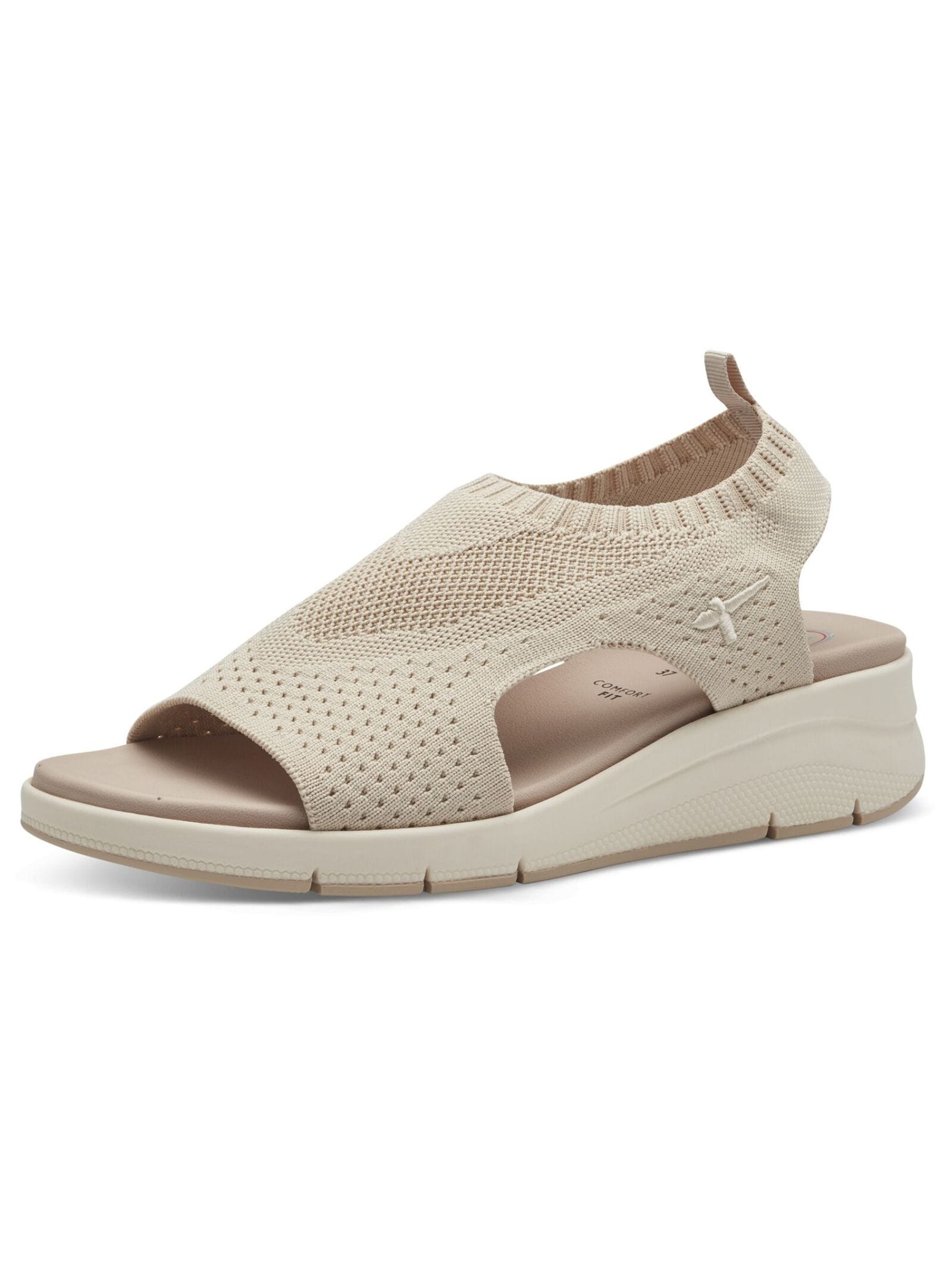 Keilsandalette TAMARIS "Tamaris Sandalen Textil", Damen, Gr. 39, weiß (ivory), Textil, Schuhe