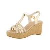 Keilsandalette PAUL GREEN "Paul Green Sandalen Leder", Damen, Gr. 40,5, grau (platin), Leder, casual, Schuhe