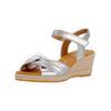 Keilsandalette GABOR COMFORT "Gabor Comfort Sandalen Leder", Damen, Gr. 38, silber, Leder, casual, Schuhe