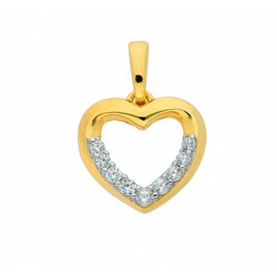 Herzkette ADELIA´S "Halskette - Herzkette mit Anhänger Herz mit Zirkonia aus 333", gold, Halsketten, Damen, Gelbgold 333-Gold, Gelbgold 333, Gold, Schmuckset mit bis 45 cm stufenlos verstellbarer 925 Silber Halskette Image