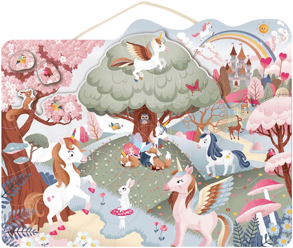Konturenpuzzle SPEEDY MONKEY "Magnetische Puzzle Einhorn", bunt, Puzzles, KinderB:42cm H:33cm T:1cm, Holz, Motiv, FSC - schützt Wald, B:42cm H:33cm T:1cm Image