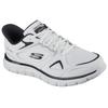Slip-On Sneaker SKECHERS "TRACK", Herren, Gr. 42, schwarz-weiß (weiß, schwarz), Leder, Textil, casual, Schuhe, Freizeitschuh, Schnürschuh mit Memory Foam