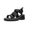 Riemchensandale ARA "Ara Sandalen Leder", Damen, Gr. 37, schwarz, Leder, casual, Schuhe